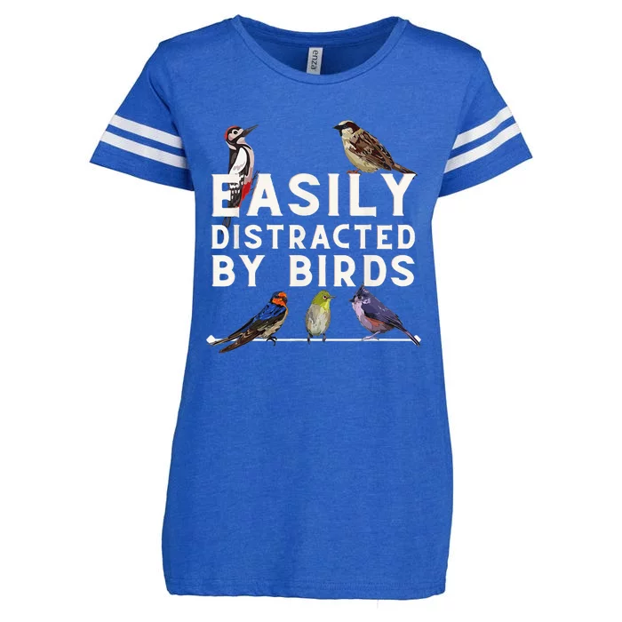 Easily Distracted By Birds Funny Bird Lover Birdwatching Enza Ladies Jersey Football T-Shirt