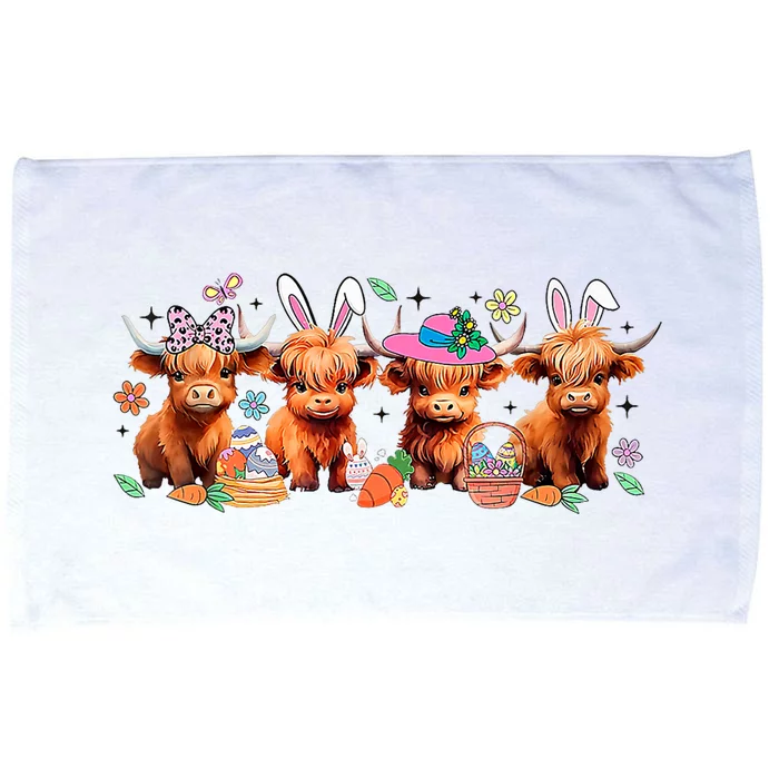 Easter Day Baby Highland Cow Microfiber Hand Towel