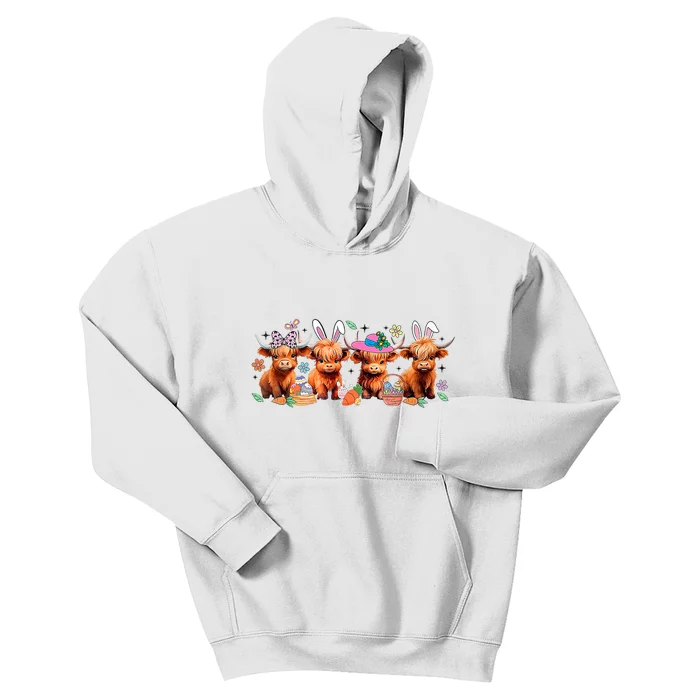 Easter Day Baby Highland Cow Kids Hoodie