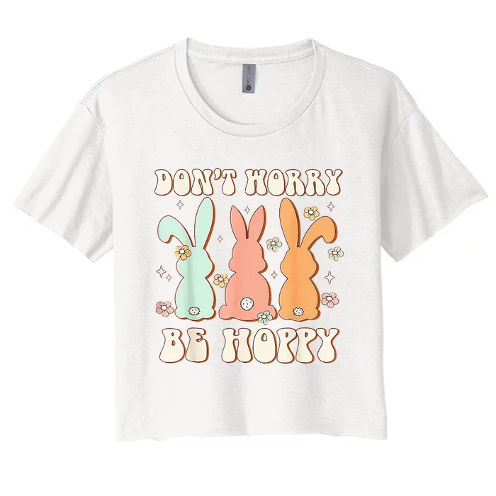 Easter Day Be Hoppy Rabbit Bunny Flowers Women's Crop Top Tee