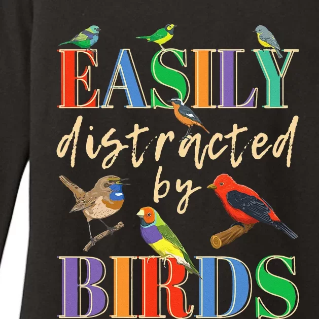 Easily Distracted By Birds Funny Bird Lover Womens CVC Long Sleeve Shirt