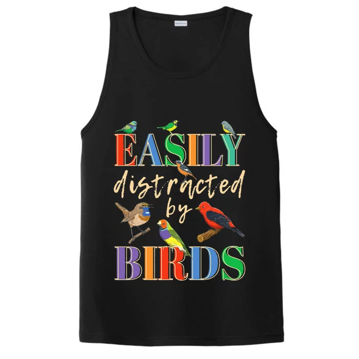 Easily Distracted By Birds Funny Bird Lover Performance Tank