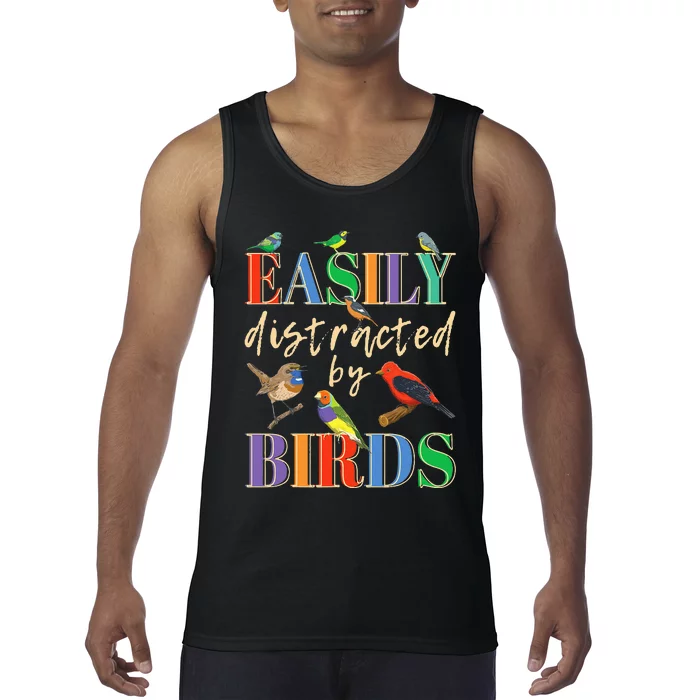 Easily Distracted By Birds Funny Bird Lover Tank Top