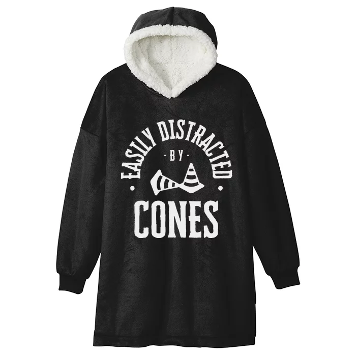 Easily Distracted By Cones Hooded Wearable Blanket