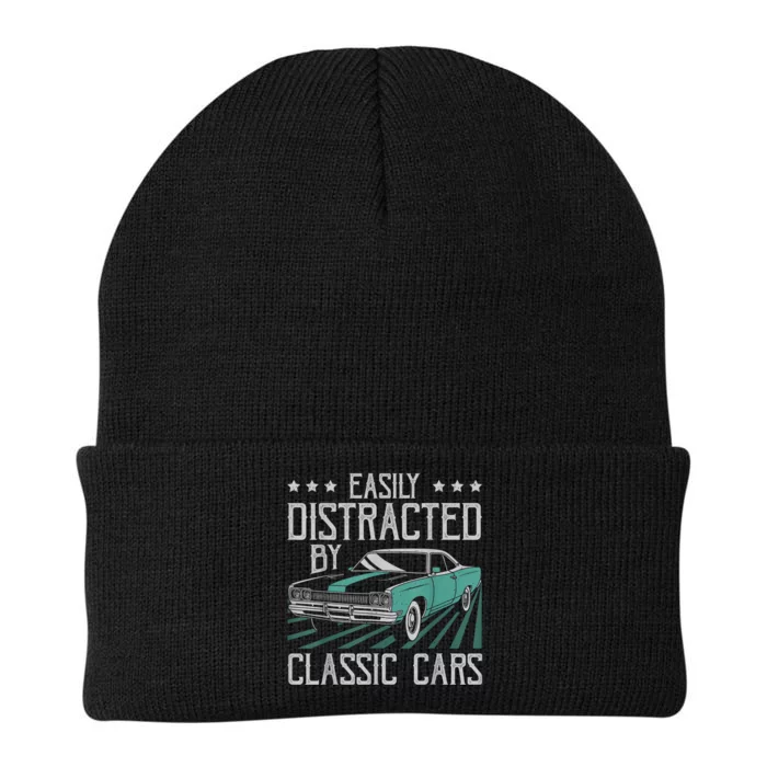 Easily Distracted By Classic Cars Funny Old Knit Cap Winter Beanie