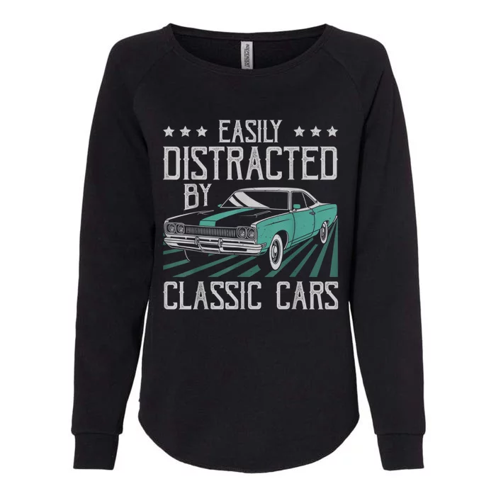 Easily Distracted By Classic Cars Funny Old Womens California Wash Sweatshirt