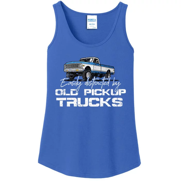 Easily Distracted By Old Pickup Trucks Ladies Essential Tank