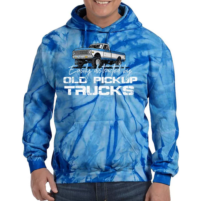 Easily Distracted By Old Pickup Trucks Tie Dye Hoodie