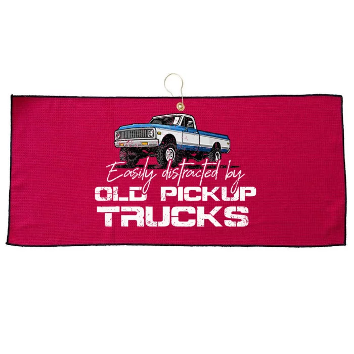 Easily Distracted By Old Pickup Trucks Large Microfiber Waffle Golf Towel