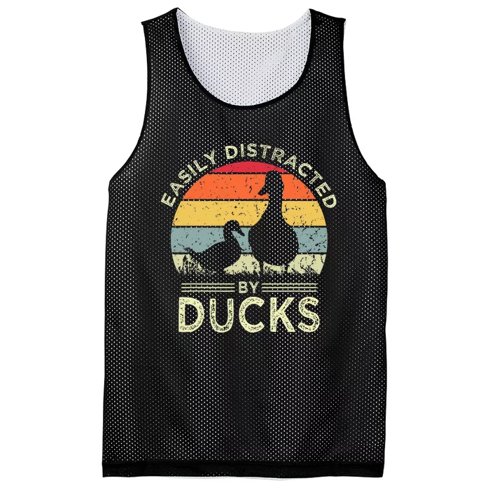 Easily Distracted By Ducks Funny Vintage Duck Lover Mesh Reversible Basketball Jersey Tank