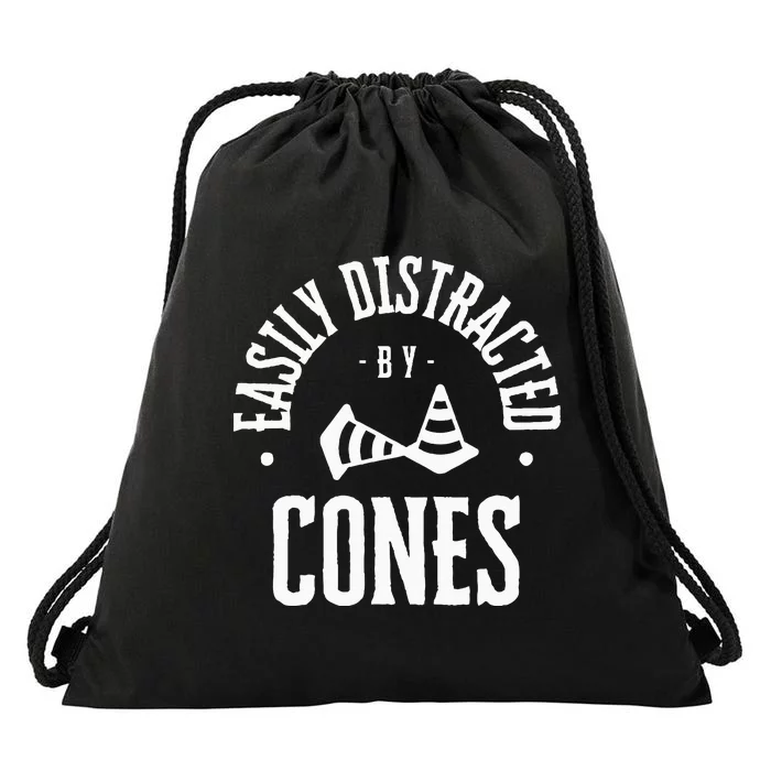 Easily Distracted By Cones – Funny Autox Autocross Racing Drawstring Bag