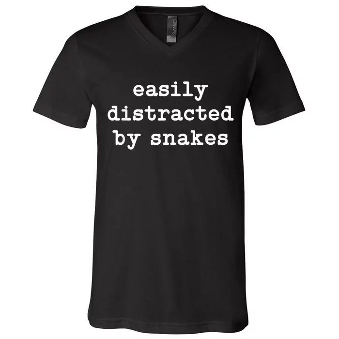 Easily Distracted By Snakes Men Women Reptiles Snakes Lover V-Neck T-Shirt