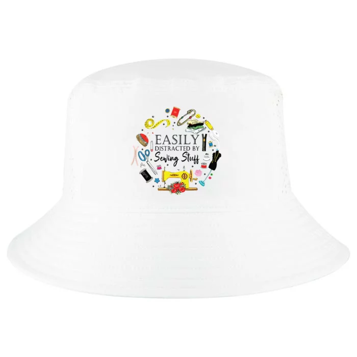 Easily Distracted By Sewing Stuff Funny Sewing Cool Comfort Performance Bucket Hat