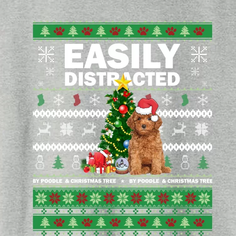 Easily Distracted By Poodle And Chirstmas Tree Merry Xmas Cute Gift Women's Crop Top Tee