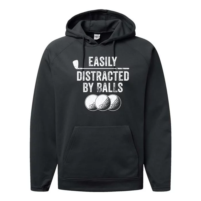 Easily Distracted by Balls Golf Ball Putt Vintage Performance Fleece Hoodie