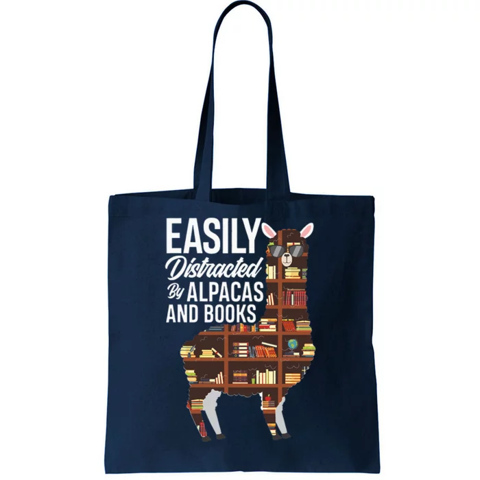 Easily Distracted By Alpacas And Books Book Lover Gift Tote Bag