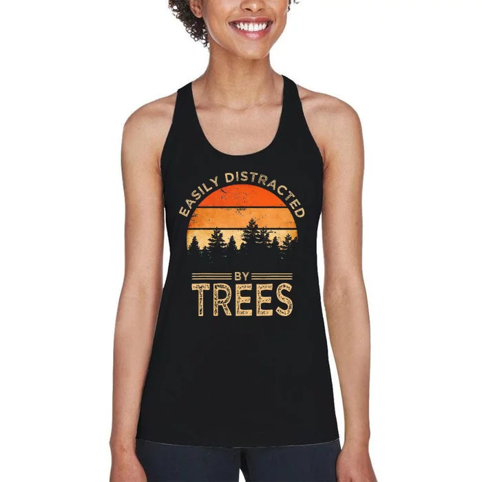 Easily Distracted By Trees Vintage Funny Tree Women's Racerback Tank