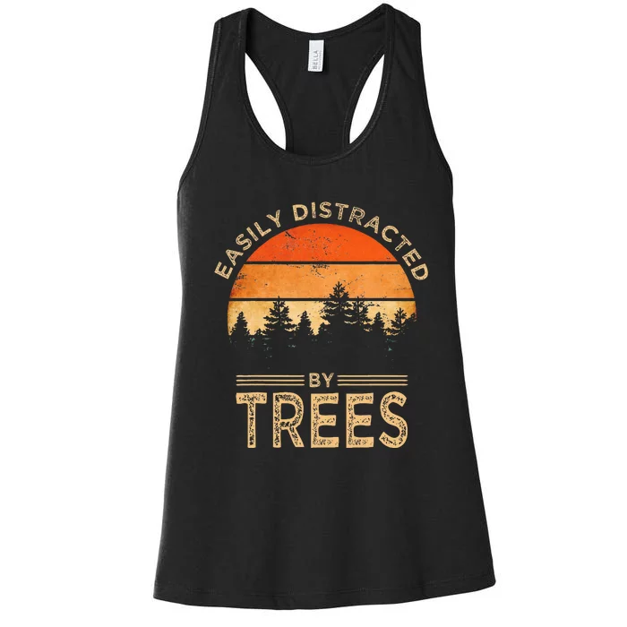 Easily Distracted By Trees Vintage Funny Tree Women's Racerback Tank