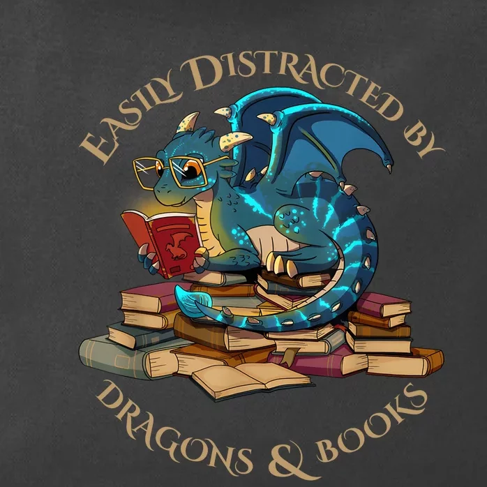 Easily Distracted By Dragons And Books Gift Nerd Dragon Zip Tote Bag