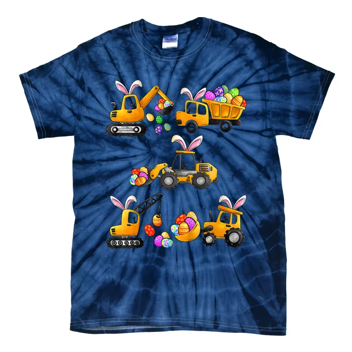 Easter day Bunny Construction Trucks Funny Boy Tie-Dye T-Shirt