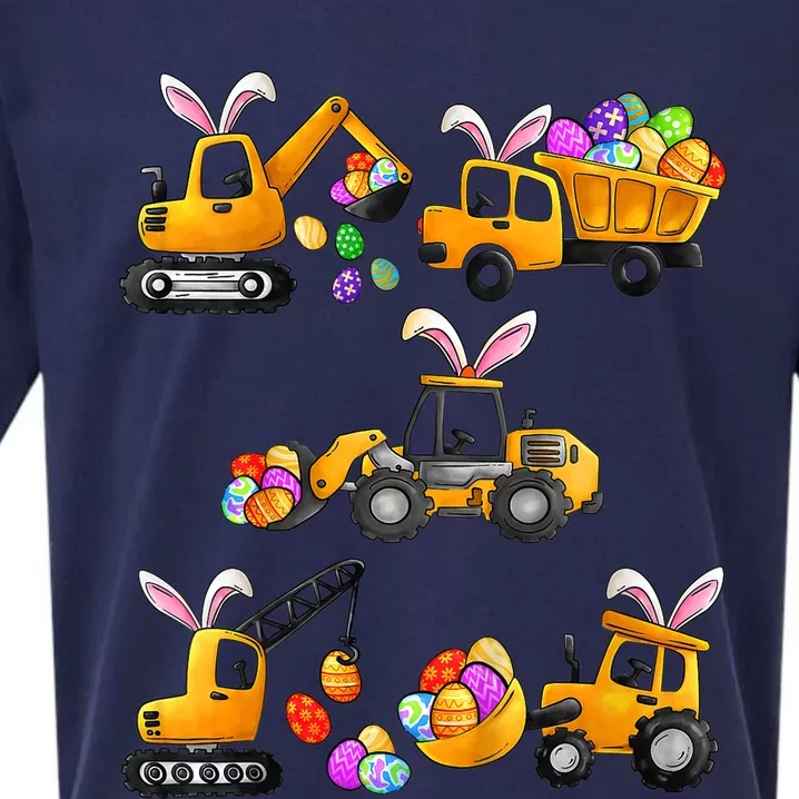 Easter day Bunny Construction Trucks Funny Boy Sueded Cloud Jersey T-Shirt