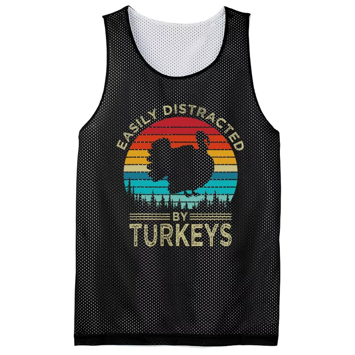 Easily Distracted By Turkeys Funny Turkey Mesh Reversible Basketball Jersey Tank