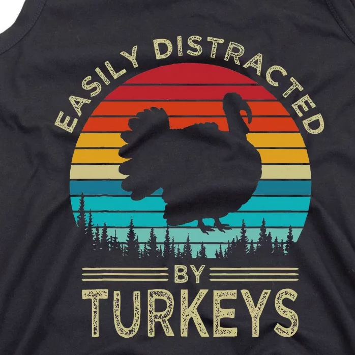 Easily Distracted By Turkeys Funny Turkey Tank Top