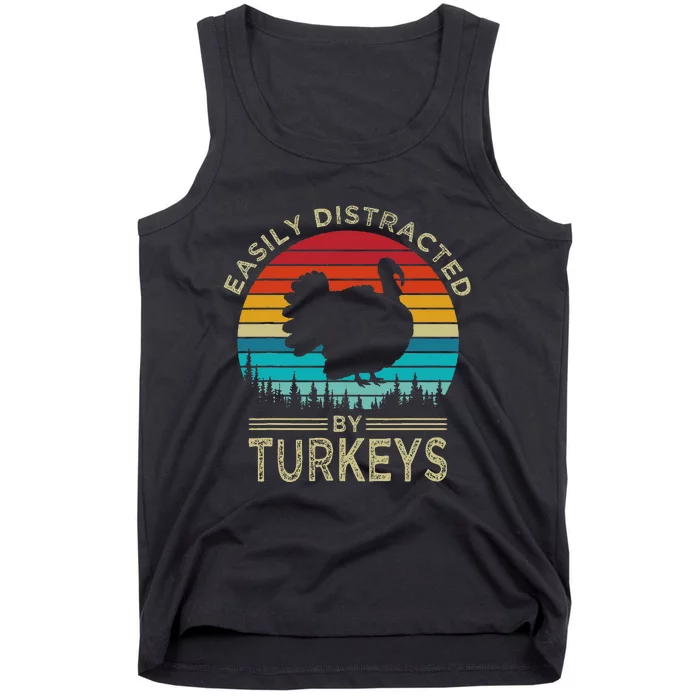 Easily Distracted By Turkeys Funny Turkey Tank Top