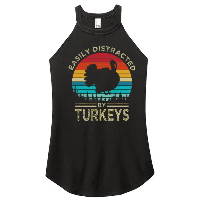 Easily Distracted By Turkeys Funny Turkey Women’s Perfect Tri Rocker Tank