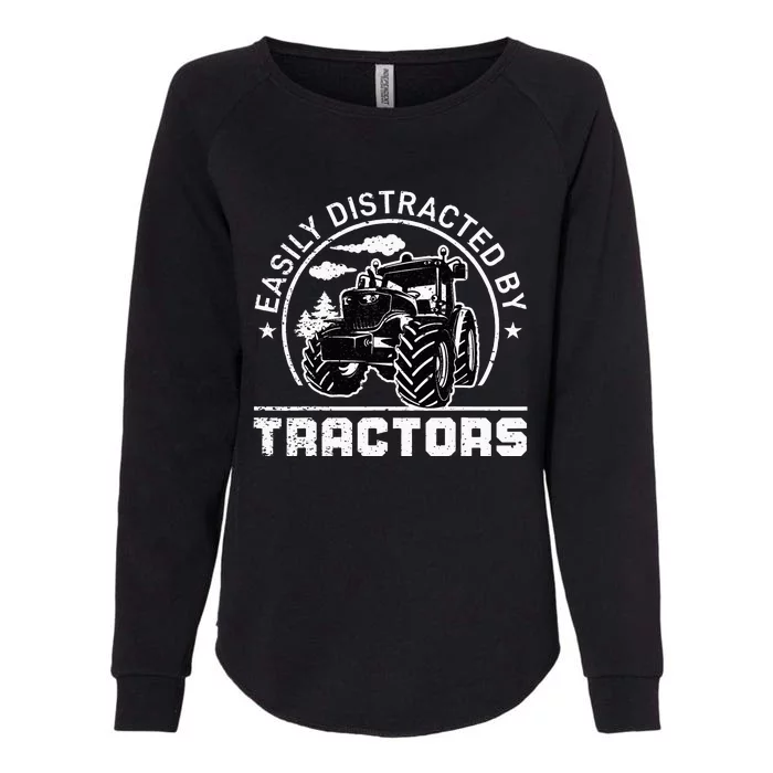 Easily Distracted By Tractors Funny Farm Tractor Enthusiast Womens California Wash Sweatshirt