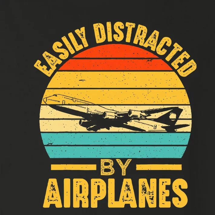 Easily Distracted By Airplanes Pilot Gifts Funny Aviation Toddler Long Sleeve Shirt