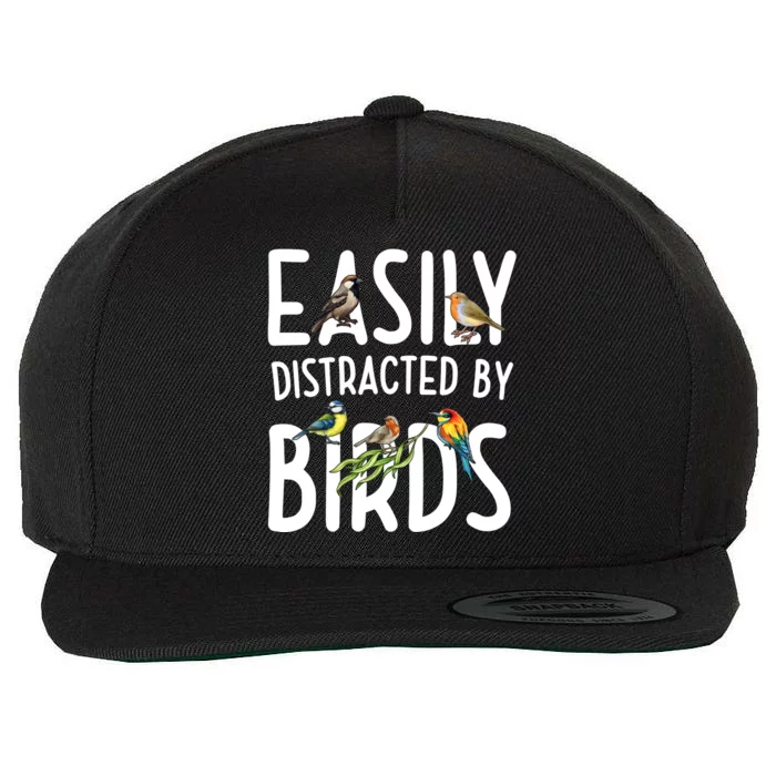 Easily Distracted By Birds Wool Snapback Cap