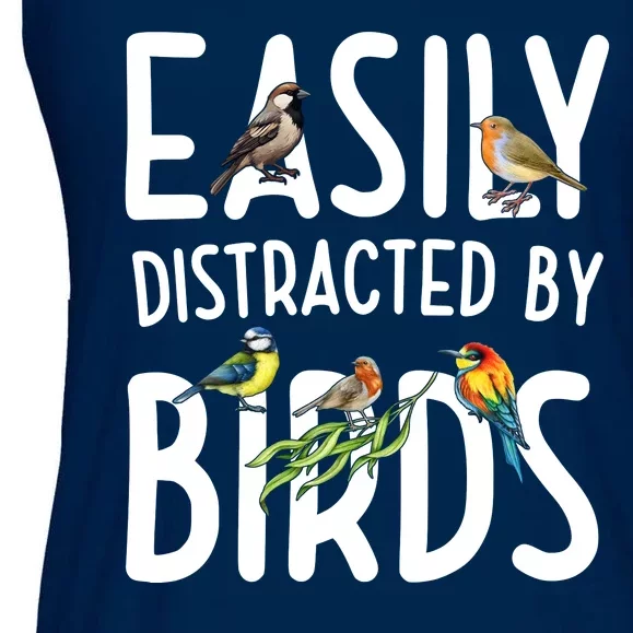 Easily Distracted By Birds Ladies Essential Flowy Tank