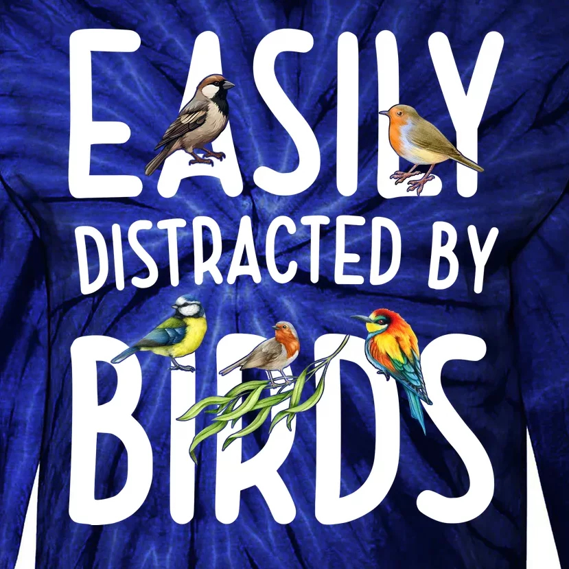 Easily Distracted By Birds Tie-Dye Long Sleeve Shirt