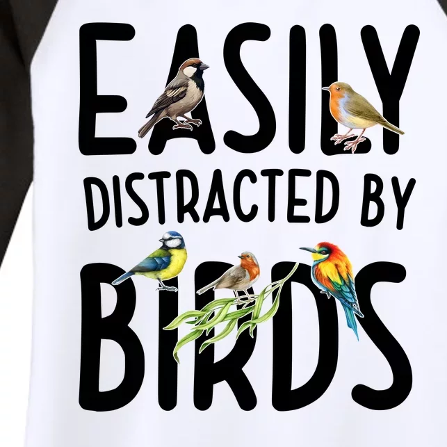 Easily Distracted By Birds Women's Tri-Blend 3/4-Sleeve Raglan Shirt