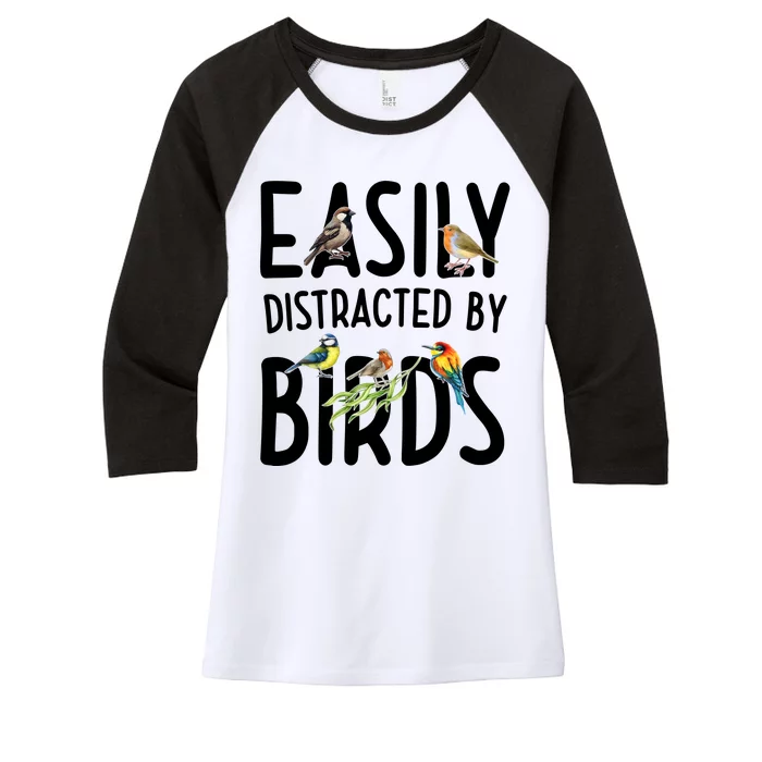 Easily Distracted By Birds Women's Tri-Blend 3/4-Sleeve Raglan Shirt