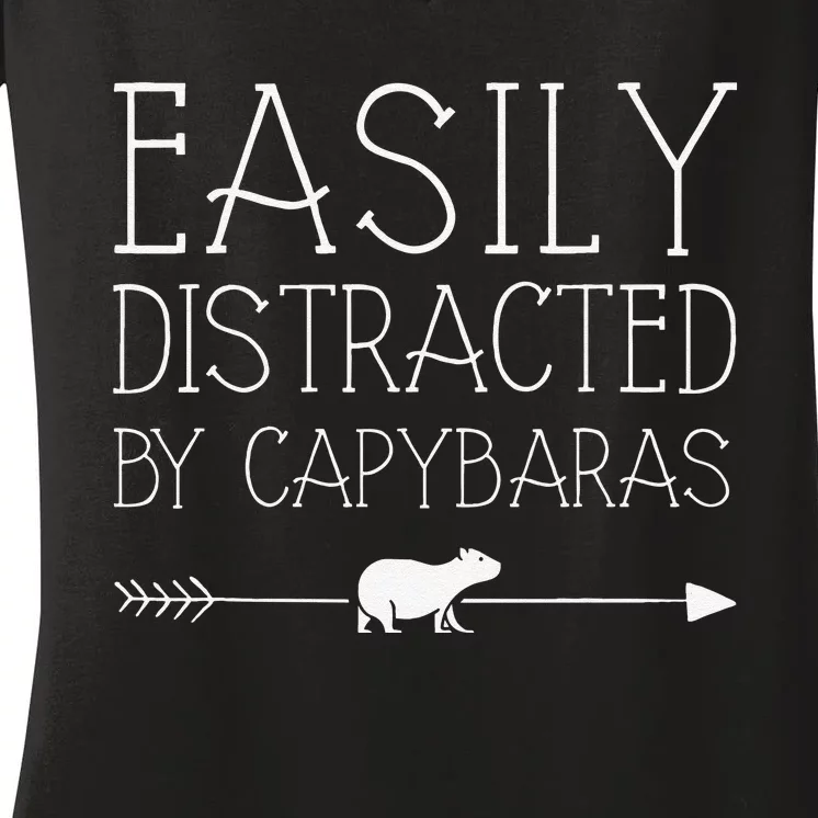 Easily Distracted By Capybaras Gift For   Mammal Women's V-Neck T-Shirt