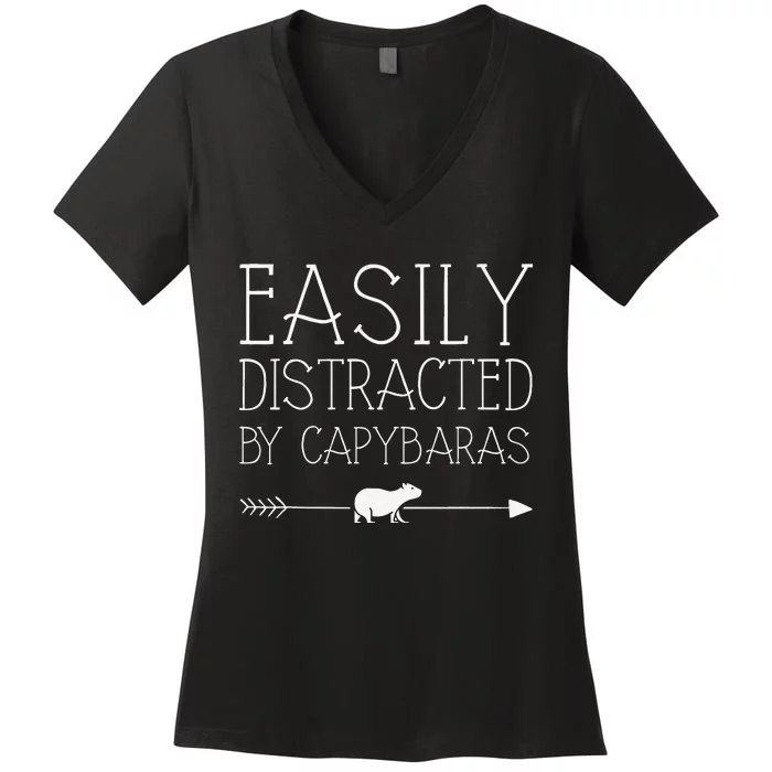 Easily Distracted By Capybaras Gift For   Mammal Women's V-Neck T-Shirt