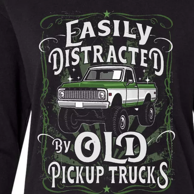 Easily Distracted By Old Pickup Trucks Easily Distracted By Womens Cotton Relaxed Long Sleeve T-Shirt