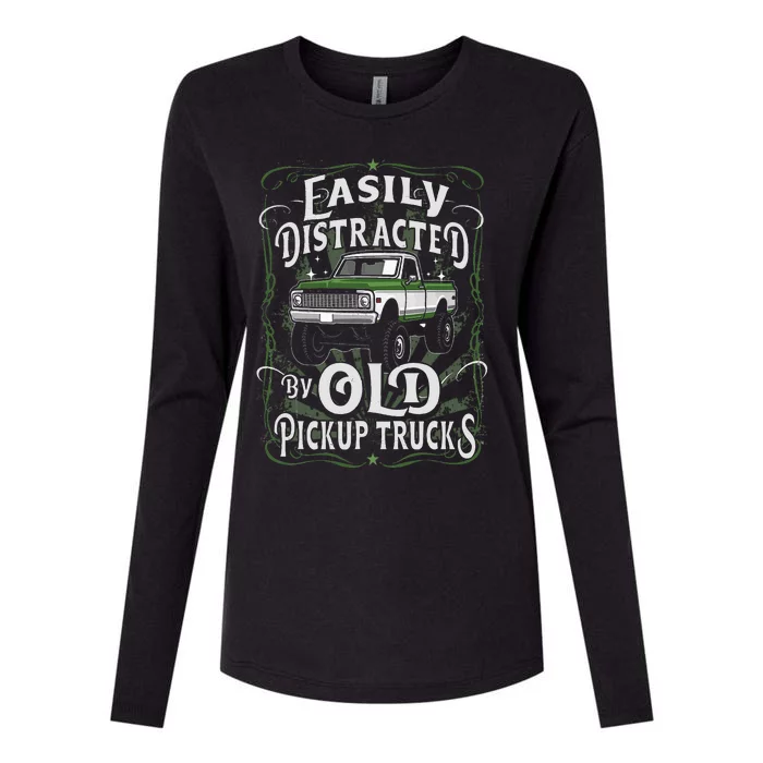 Easily Distracted By Old Pickup Trucks Easily Distracted By Womens Cotton Relaxed Long Sleeve T-Shirt