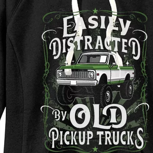 Easily Distracted By Old Pickup Trucks Easily Distracted By Women's Fleece Hoodie