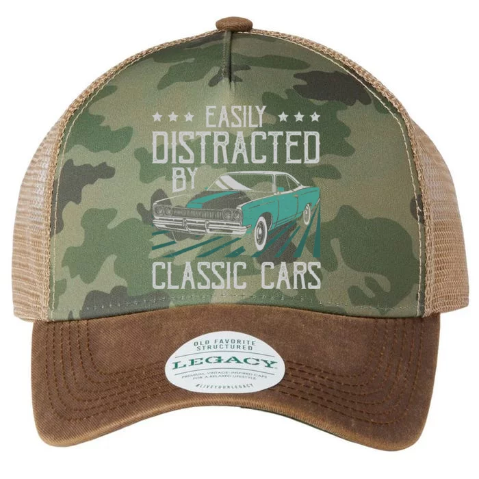 Easily Distracted By Classic Cars Funny Old Vintage Car Guy Legacy Tie Dye Trucker Hat