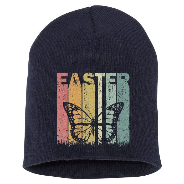 Easter Day Butterfly Retro Graphic Funny Easter Costume Short Acrylic Beanie