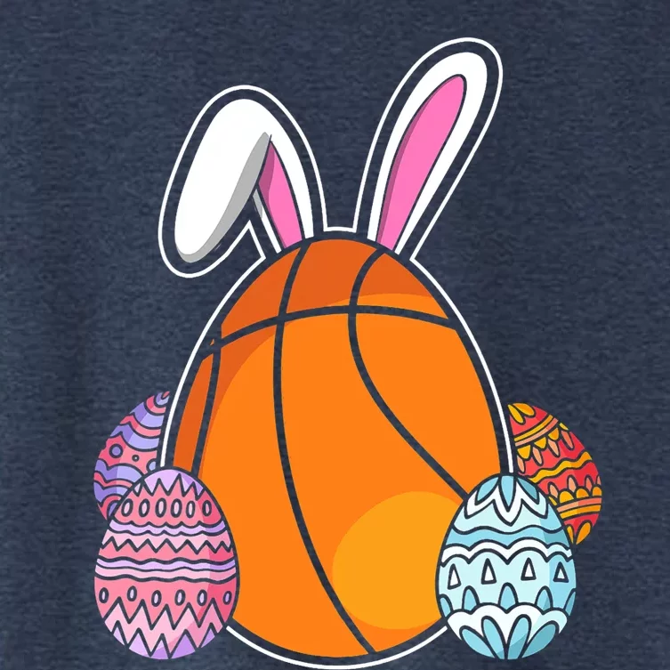 Easter Day Basketball Bunny Easter Eggs Women's Crop Top Tee