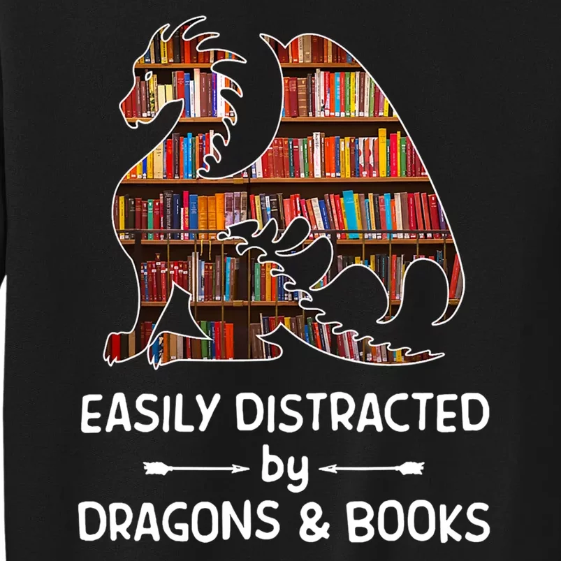 Easily Distracted By Dragons And Books Nerd Dragon Sweatshirt