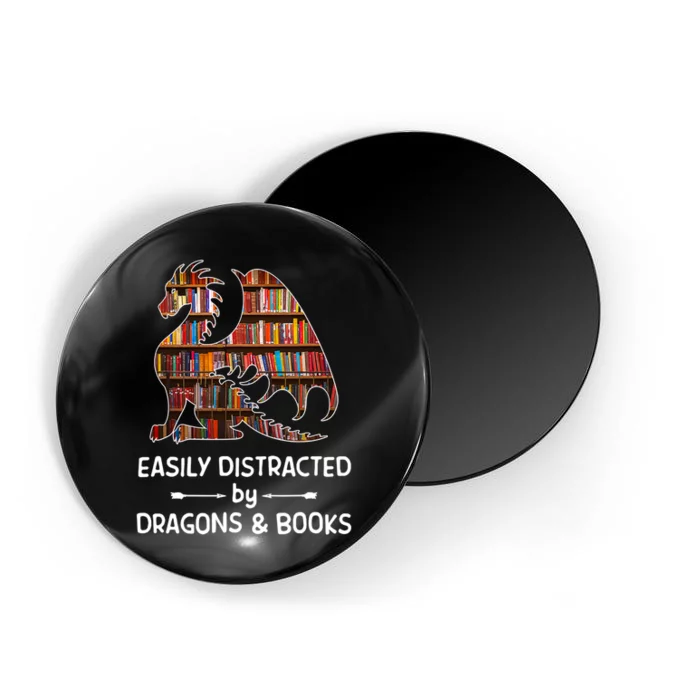 Easily Distracted By Dragons And Books Nerd Dragon Magnet