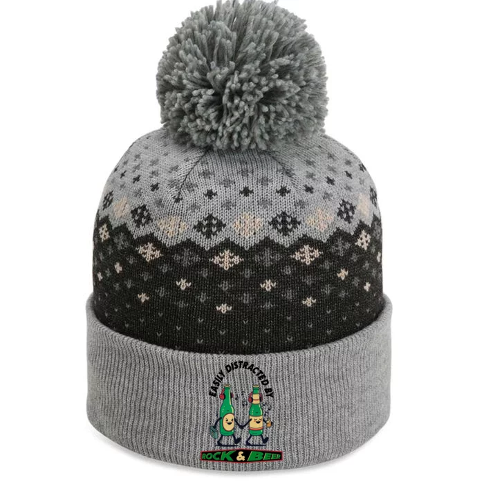 Easily Distracted By Rock And Beer The Baniff Cuffed Pom Beanie