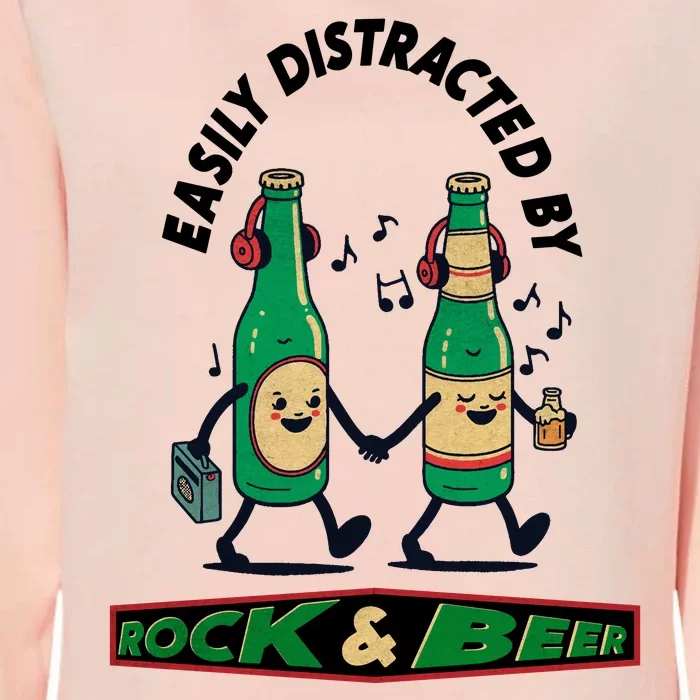 Easily Distracted By Rock And Beer Womens California Wash Sweatshirt