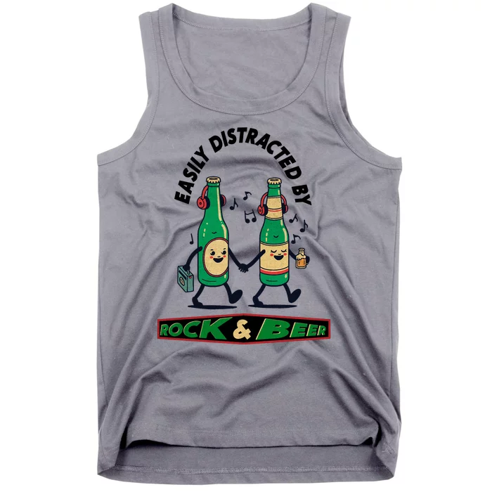 Easily Distracted By Rock And Beer Tank Top