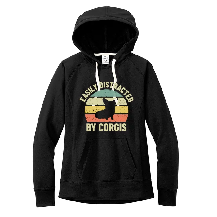 Easily Distracted By Corgis Gift Women's Fleece Hoodie